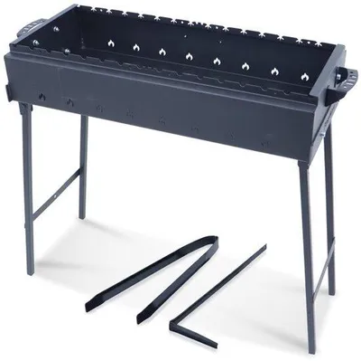 Productafbeelding van Houtskoolbarbecue Klapgrill - 80 cm Grilloppervlak - 2 mm Staal - Draagbaar Voor Buiten - Mangal Grill