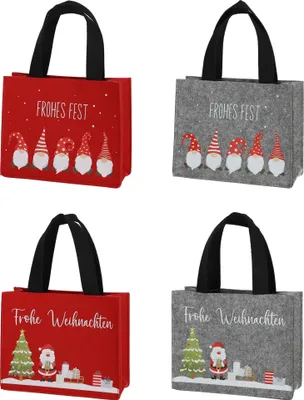 Produktbild von 4er Set Geschenktaschen aus Filz - 20 x 7,5 x 15,5 cm (L/T/H) Geschenkbeutel wiederverwendbar