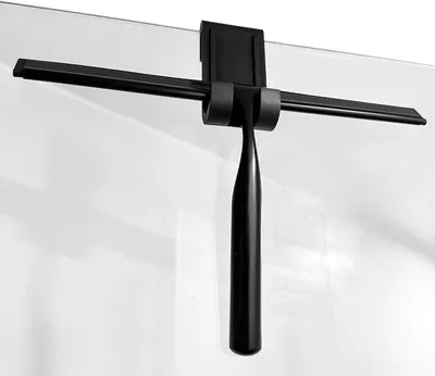 Produktbild von Duschabzieher - Fensterwischer - Silikon-Duschabzieher mit Haken - Schwarz - Professioneller Duschwandabzieher - 25-5 cm Silikon - Für Duschen