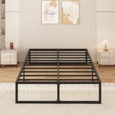 Obrázok produktu pre Kovový rám postele, 180 x 200 cm, s roštom, kov, výška 41 cm, rám postele, dvojlôžko, stabilná a jednoduchá montáž, čierna farba