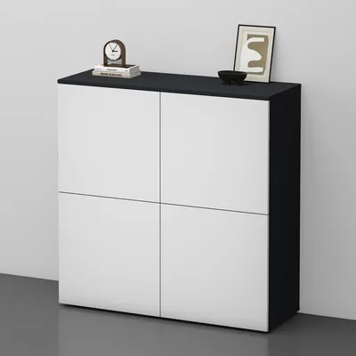 Produktbild von doporro Sideboard Kommode 100 cm in Matt Anthrazit und Matt weiß Aufbewahrungsschrank Bodenstehend für Ihren Wohnbereich Viel Stauraum Schrank 04