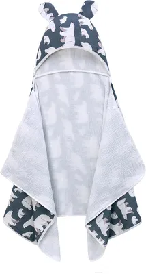 Imagen del producto de Toalla para bebé con capucha, 100% algodón, 70 x 140 cm, ideal para recién nacidos