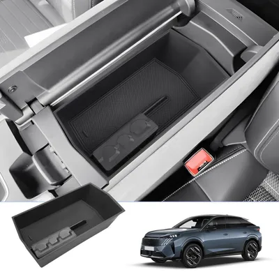 Image de Boîte de rangement pour la console centrale des Peugeot E3008 2024 2025, organisateur avec bacs, lot de 2