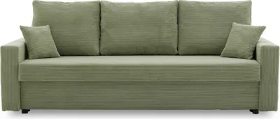 Produktbild von Couch AIKIDO 223x90 - mit schlaffunktion - Farben zur Auswahl - modernen Couch - mit Bettkasten - Moderner Cordstoff - Stoff POSO 047 Olivgrün