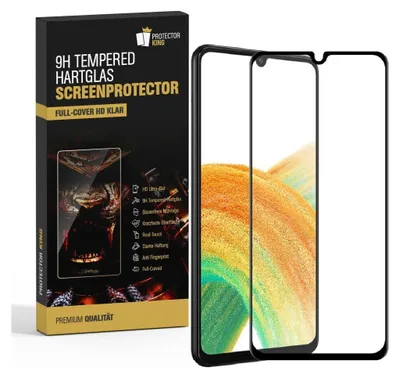 Produktbild von 1x 9H Panzerglas für Samsung Galaxy A33 5G FULL COVER Displayschutz Schutzglas Hartglas Schutzfolie Panzerfolie KLAR Tempered echtes Displayglas Glasfolie Displayfolie Folie Transparent