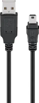 Produktbild von Goobay 93229 Kábel USB 2.0 Hi-Speed, čierny, 0,3 m - USB 2.0 samec (typ A) &gt; USB 2.0 mini samec (typ B, 5-pin)
