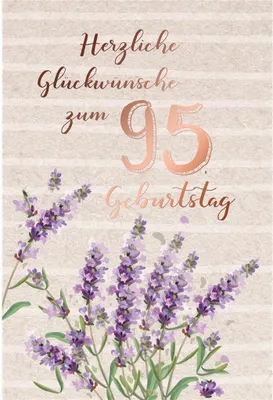 Produktbild von 95. Geburtstag - Karte mit Umschlag - Lavendel - mit rosegoldener