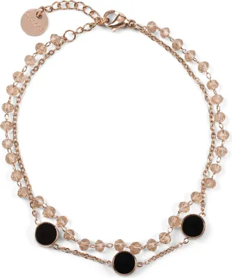 Produktbild von styleBREAKER Damen Edelstahl 2-reihige Layer Armkette mit Kunststoff Perlen und runden Anhängern, Ankerkette, Schmuck 05040186