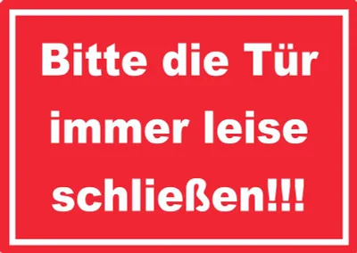 Produktbild von Aufkleber Bitte die Tür immer leise weiss-rot A8 (52x74mm)