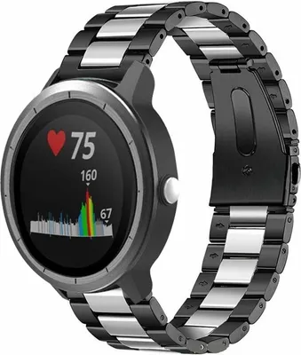 Produktbild von Strap-it Garmin Vivoactive 3 Gliederarmband (Schwarz / Silber)