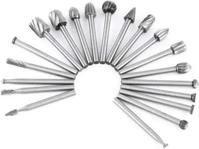 Produktbild von 20-teiliges Hartmetall-Fräser-Set — Kreuzverzahnte Fräser (3 mm Schaftdurchmesser); Zubehör für Rotationswerkzeuge zum Schleifen, Schnitzen, Metallpolieren, Gravieren und Bohren
