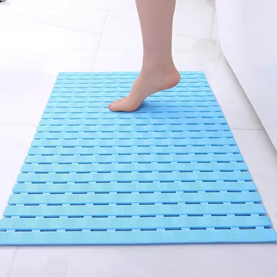Obrázok produktu pre Podložka pod sprchu, šetrná k pokožke, 70x40 cm, svetlomodrá, protišmyková, odolná proti plesniam, vhodná do práčky