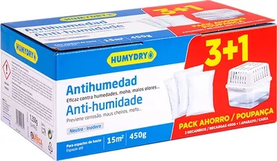 Produktbild von Humydry Feuchtigkeitsabsorber und 3 Nachfüllpackungen x 450 g