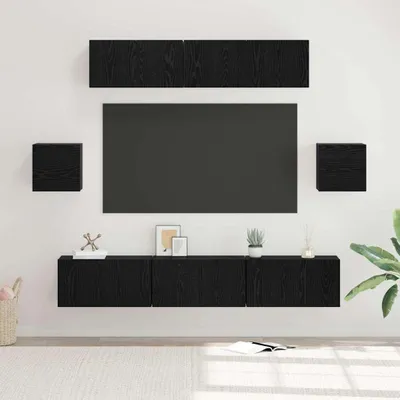 Produktbild von Maison Exclusive - TV-Schrankset 7 pcs Schwarz Eichen-Optik Holzwerkstoff