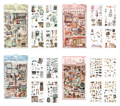 Image de Sticker Set - Reise-Motiv für Scrapbook und Journal - PET-Material - 16-teilig