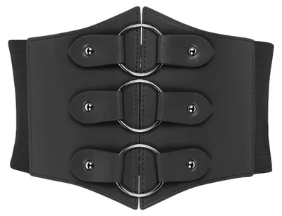 Produktbild von BlackButterfly Kunstleder Korsettgürtel Damen O-Ringe, Schwarz, L