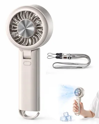 Produktbild von 2er Set Handventilator Akku, Mini Ventilator USB-C aufladbar, 6 Geschwindigkeiten, LED Display, leise für Reisen, Büro & Camping
