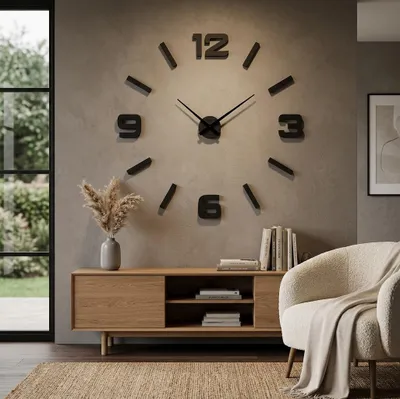 Produktbild von Wanduhr Aufkleber DIY 3D große Wanduhr 130CM XXL (Dicke 19mm) Modern Design EKO Wanduhren Wandtattoo Dekoration Uhren für Büro Wohnzimmer Schlafzimmer Dekoartikel Quarzuhr
