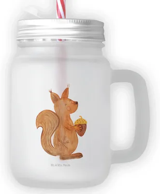 Produktbild von Mr. & Mrs. Panda Mason Jar Eichhörnchen Weihnachtszeit - Transparent - Geschenk, Vogel, Guten Rutsch, Weihnachten, Glas Mit Schraubdeckel, Trinkglas Deckel, Cocktailglas