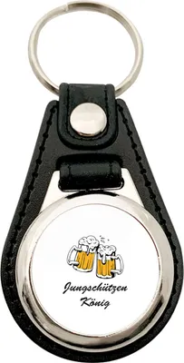 Produktbild von Huuraa Schlüsselanhänger Jungschützenkönig Schützenfest Metall mit Kunstleder Schlüsselring Einkaufswagenchip Geschenkidee