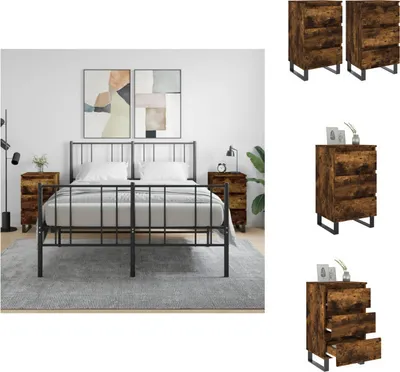 Zdjęcie produktu dla vidaXL Szafki nocne 2 szt. Dąb wędzony 40x35x69 cm materiał drewnopochodny - Szafki nocne