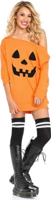 Produktbild von Jerseykleid Kürbis - Halloween Kostüm Damen Größe: M-L