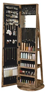 Produktbild von Schmuckschrank mit Spiegel, 360° drehbar und abschließbar – 54 x 54 x 161 cm