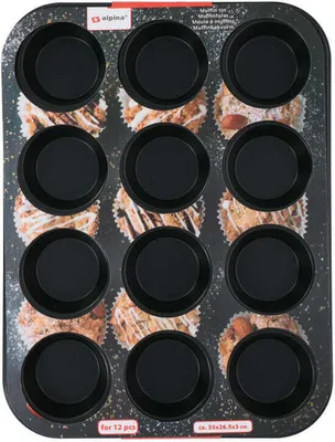 Zdjęcie produktu dla Forma do muffinów Alpina 12-twos Staal 35X26.5X3Cm