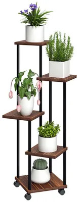 Obrázek produktu pro Regál na rostliny, 5stupňový design, vhodný pro vnitřní i venkovní použití, hnědý, XL