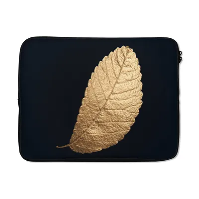 Produktbild von MuchoWow® Laptop Hülle 15 Zoll Gold - Blätter - Schwarz - Pflanzen - Luxus - Natur Laptoptasche - Laptoptasche - Sleeve - Rundum-Schutz