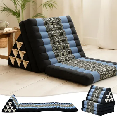Produktbild von Leewadee Thai Faltmatte 170 x 53 cm - Kapok Bodenkissen mit Dreieckslehne