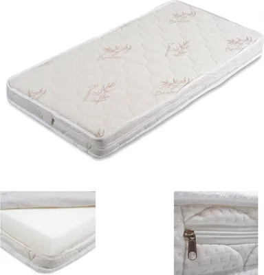Produktbild von Moni Babybett Matratze Majesty 120 x 60 x 12 Bamboo abnehmbar antiallergisch weiß