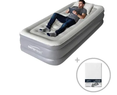 Productafbeelding van AeroRest Supreme Plush XL 1-persoons luchtbed | 210 x 99 x 46 cm | Inclusief hoeslaken | Extra lang 210 cm | Ideaal voor lange mensen