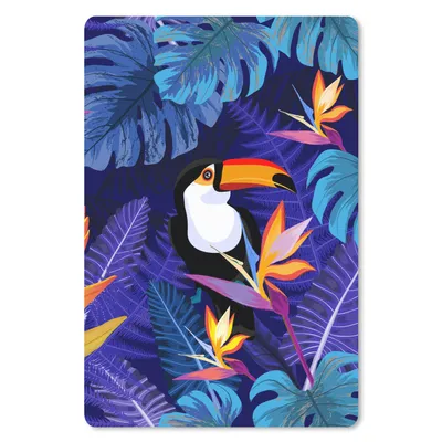Produktbild von MuchoWow® Mauspad Mousepad Dschungel - Tukan - Blumen - Pflanzen - Kinder - Lila - Tiere 18x27 cm - Mousepads - Maus Mat - Pad - Mausunterlage