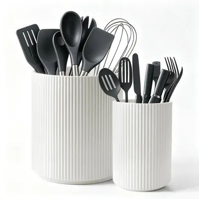 Immagine prodotto di Porta utensili da cucina, 2 pezzi, in Vetroceramica, per cucchiai da cucina