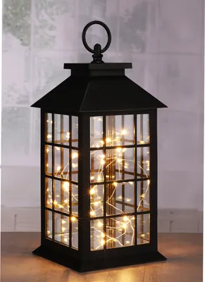 Produktbild von HI - LED-Laterne mit Kupferlichterkette ca. 14 x 14 x 31,5cm