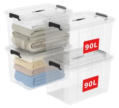 Produktbild von Cetomo 90L*4 Aufbewahrungsboxen, Tragbare Plastikboxen mit Deckeln, Organizer-Be