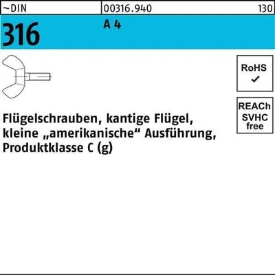 Produktbild von Reyher  Flügelschrauben DIN 316 A 4 M 8x30 A 4 (100 Stück)
