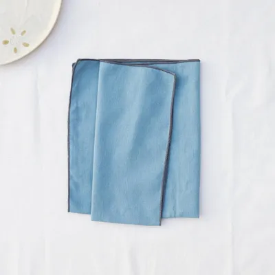 Produktbild von INF 12er-Set Baumwollservietten - Gesäumter Rand, Tischdekoration, Mehrfarbig Blau