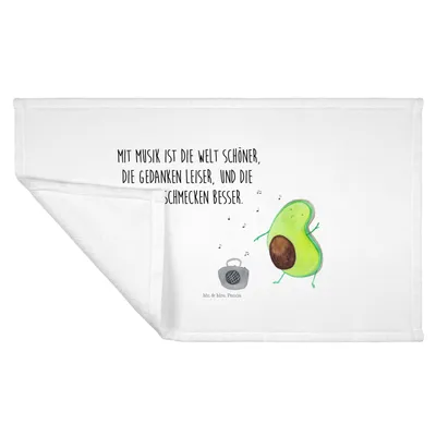 Produktbild von Mr. & Mrs. Panda Flauschtuch Avocado Tanzen - Weiß - Geschenk, Drinks, Händehandtuch, gesichtstuch, Singen, Musik, 50x100 Handtuch, kleines, Urlaub