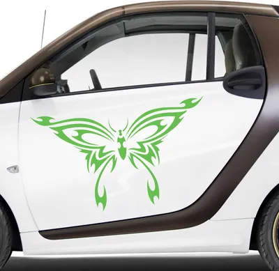 Produktbild von Aufkleber - Autoaufkleber-Set Schmetterling Tribal, 2 Stk. je 70cm x 41cm lindgrün - Tuning Carystyling Heckscheibe Auto