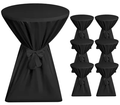 6er-Set Stehtischdecken 70 cm Schwarz, antirutsch, waschbar