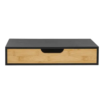 Produktbild von Wandregal ’Bokn’ mit Schublade 40 x 24 x 8 cm Bambus Schwarz