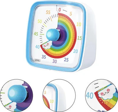 Produktbild von Visueller Timer mit Regenbogenmuster für Kinder, 60-Minuten-Countdown-Timer für den Schreibtisch, Zeitmanagement-Tool für Kinder