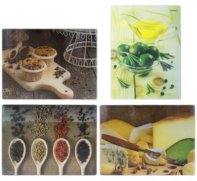Image de Planche à découper en verre 40x30cm Planche de cuisine Planche à découper Plateau en verre, Variante:Fromage