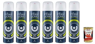 Produktbild von Infasil Deo-Spray für Herren, Derma48H Dry, hervorragender Schutz gegen überschüssiges Schweiß, 6x 150 ml + Italian Gourmet polpa 400g