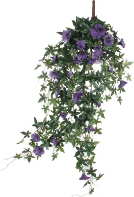 Obrázek produktu pro Slídové dekorace Petúnie - závěsná umělá rostlina - D15 x Š20 x V80 cm - tmavě fialová