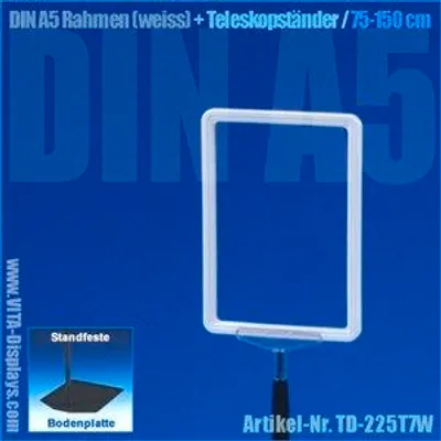 Produktbild von A5 Rahmen (weiss) + Teleskopständer 75-150cm