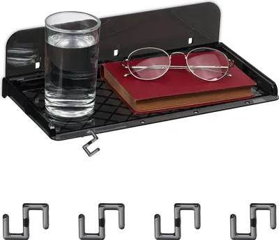 Produktbild von Relaxdays Bettablage, Mini-Nachttisch zum Ankleben, für Bett & Hochbett, HxBxT: 8,5 x 30 x 15,5 cm, Kunststoff, schwarz
