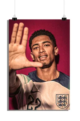 Produktbild von Jude Bellingham Poster - Fußball Poster - England Nationalmannschaft Poster - Trikot Poster - 61x91cm - Perfekt zum Einrahmen